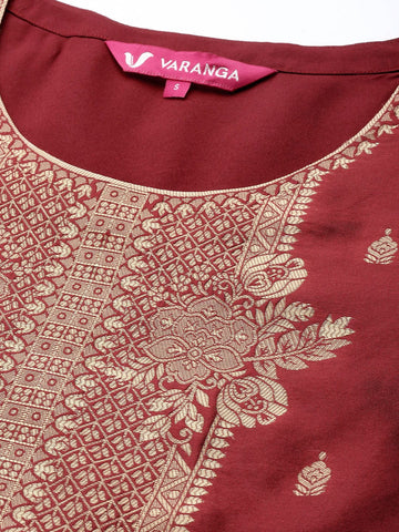 Varanga Women Maroon Ethnic Motifs Kurta with Trousers & Dupatta